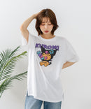 【sanrio/サンリオ】【ゆったりルーズシルエット】日焼けキャラクター サガラ刺繍Tシャツ ハローキティ クロミ ポチャッコ y2k 平成レトロ