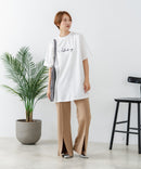 【C-FORTPOINT/フォートポイント】【動きやすいサイドスリット入り】フロントロゴ 刺繍チュニック ゆったりシルエット 体形カバー シンプル カジュアル