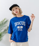 【DISCUS/ディスカス】カレッジロゴプリント ヘビーウェイトTシャツ ルーズシルエット
