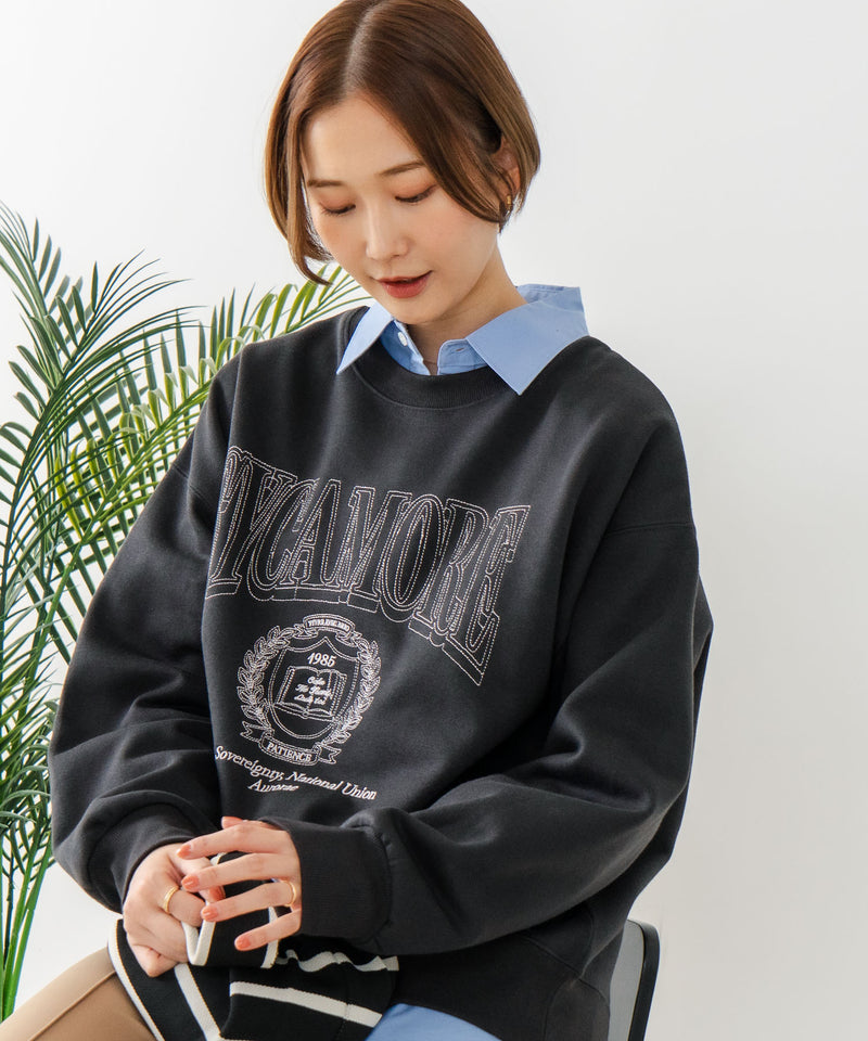 【C-FORT POINT/フォートポイント】カレッジロゴ ステッチ刺繍トレーナー