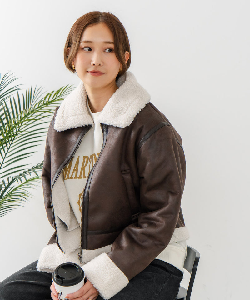 【C-FORT POINT/フォートポイント】フェイクレザー フライトジャケット