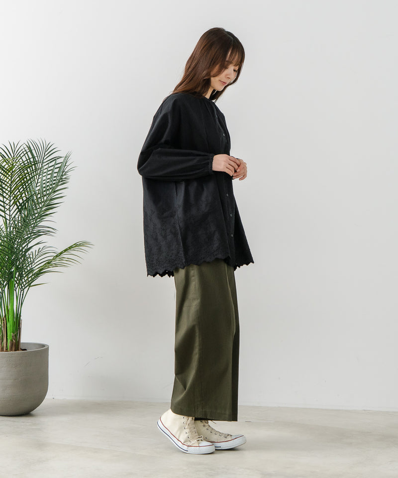 【FORT POINT/フォートポイント】スカラップ 刺繍 ブラウス