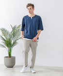 ZEROSTAIN フェイクレイヤード ビッグシルエット キーネック クルーネック Tシャツ 汗染みの目立ちにくいTシャツ 防汚 ＵＶカット ZERO STAIN