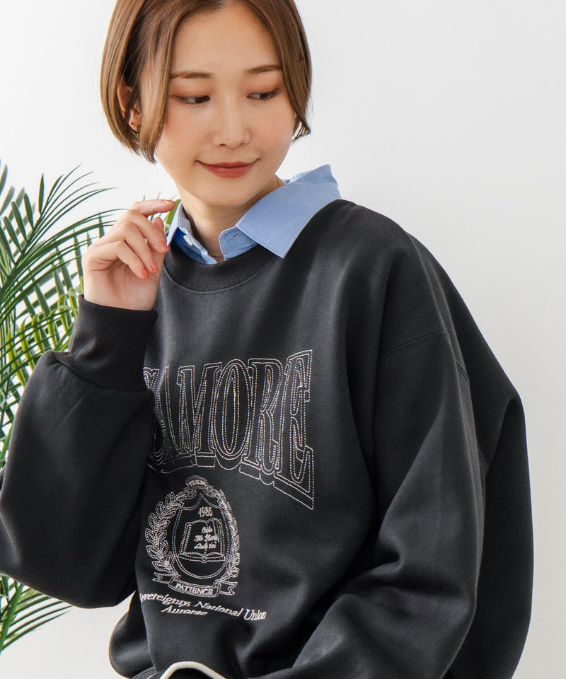 【C-FORT POINT/フォートポイント】カレッジロゴ ステッチ刺繍トレーナー