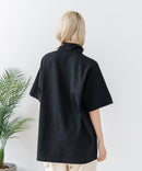 【SAVIER/サビアー】×【ZERO STAIN/ゼロステイン】【NYロゴ立体刺繍】コラボ ハーフジップ Tシャツ オーバーサイズ 汗染み防止 ストリート・スケーター