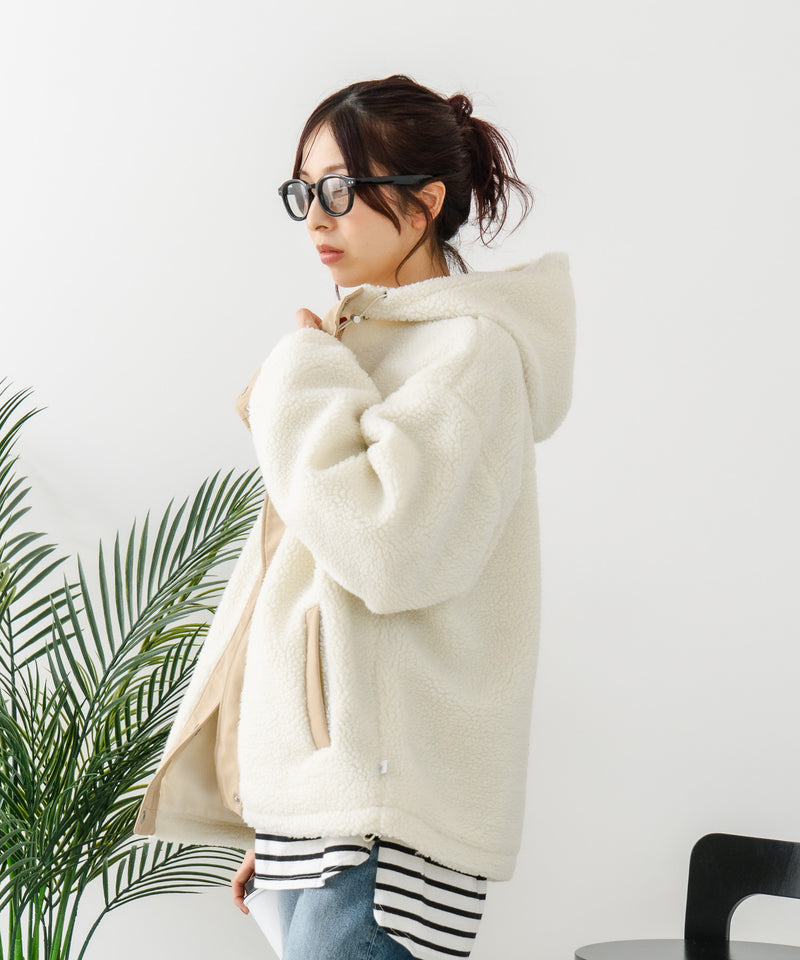 【CONVERSE/コンバース】ボア 切り替え フードジャケット