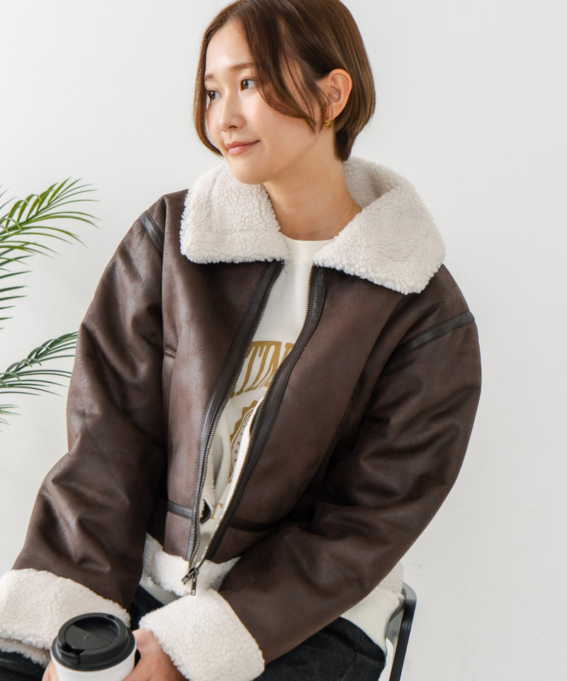 【C-FORT POINT/フォートポイント】フェイクレザー フライトジャケット