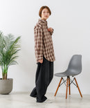 【C-FORT POINT/フォートポイント】【長めの丈感で腰回りカバー】ベーシックチェックシャツ レギュラーカラー ゆったりシルエット チェック柄 長袖 定番 カジュアル
