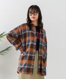 【BEVERLY HILLS POLO CLUB/ビバリーヒルズポロクラブ】オーバーサイズ ロゴ ワンポイント刺繍 シャギーチェックシャツ/フランネルシャツ/レディース メンズ