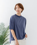 【C-FORTPOINT/フォートポイント】【ストレッチ性抜群の冷感素材を使用】ハイネック ドロップショルダー5分袖Tシャツ プルオーバー 接触冷感 涼しい 体形カバー サイドスリット