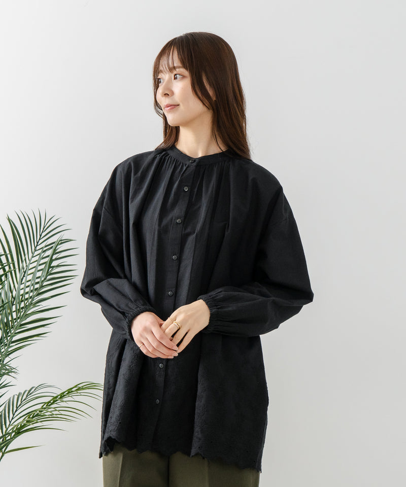 【FORT POINT/フォートポイント】スカラップ 刺繍 ブラウス