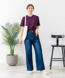 【C-FORTPOINT/フォートポイント】【細見え スタイルアップ効果】細ボーダー ジャガードリブTシャツ 着痩せ きれいめ オフィス 通勤 大人カジュアル フレンチシック