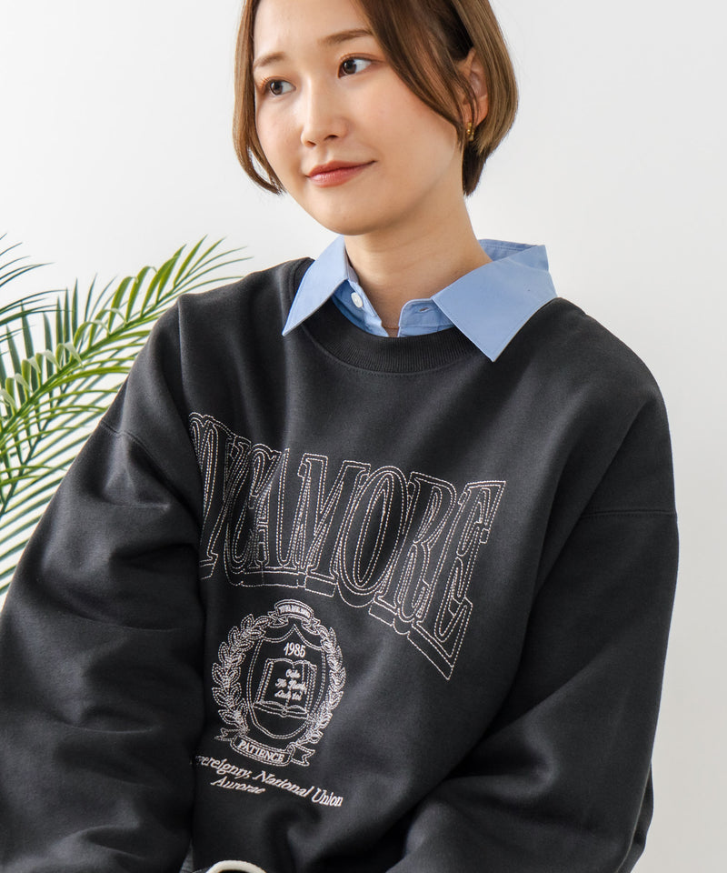 【C-FORT POINT/フォートポイント】カレッジロゴ ステッチ刺繍トレーナー