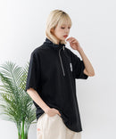 【SAVIER/サビアー】×【ZERO STAIN/ゼロステイン】【NYロゴ立体刺繍】コラボ ハーフジップ Tシャツ オーバーサイズ 汗染み防止 ストリート・スケーター