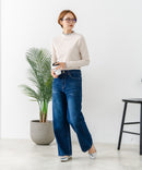 【C-FORTPOINT/フォートポイント】【すっきりとした縦ラインで細見えを叶える】リブハイネックロンT カットソー レイヤード風 メロウ始末 華やか フェミニン