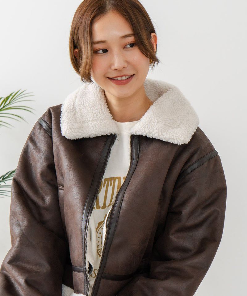 【C-FORT POINT/フォートポイント】フェイクレザー フライトジャケット