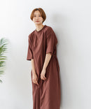 【C-FORTPOINT/フォートポイント】【涼感素材使用・吸水速乾・UVカット機能付き】ウエストドロスト 5分袖ワンピース スタイルアップ効果 両脇ポケット付き ドライタッチ 体形カバー リゾート カジュアル レイヤード ❘ジーンズメイト公式オンラインショップ