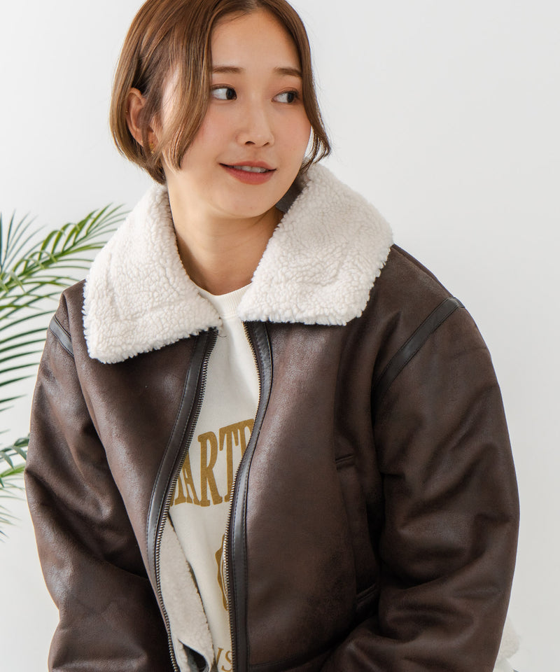 【C-FORT POINT/フォートポイント】フェイクレザー フライトジャケット