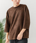 【BLUE STANDARD/ブルースタンダード】スエードライク オーバーサイズ7分袖Tシャツ 春服 ブラウン ❘ジーンズメイト公式オンラインショップ