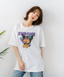 【sanrio/サンリオ】【ゆったりルーズシルエット】日焼けキャラクター サガラ刺繍Tシャツ ハローキティ クロミ ポチャッコ y2k 平成レトロ