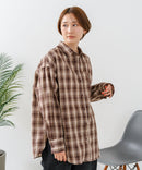【C-FORT POINT/フォートポイント】【長めの丈感で腰回りカバー】ベーシックチェックシャツ レギュラーカラー ゆったりシルエット チェック柄 長袖 定番 カジュアル