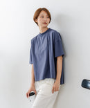【C-FORTPOINT/フォートポイント】【ストレッチ性抜群の冷感素材を使用】ハイネック ドロップショルダー5分袖Tシャツ プルオーバー 接触冷感 涼しい 体形カバー サイドスリット