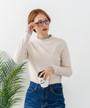【C-FORTPOINT/フォートポイント】【すっきりとした縦ラインで細見えを叶える】リブハイネックロンT カットソー レイヤード風 メロウ始末 華やか フェミニン