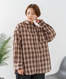 【C-FORT POINT/フォートポイント】【長めの丈感で腰回りカバー】ベーシックチェックシャツ レギュラーカラー ゆったりシルエット チェック柄 長袖 定番 カジュアル