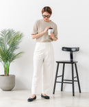【C-FORTPOINT/フォートポイント】【ひんやり接触冷感 二の腕カバー】カット楊柳 ハイネック5分袖Tシャツ 体型カバー 着痩せ きれいめ カジュアル 涼しい