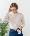 【C-FORTPOINT/フォートポイント】【すっきりとした縦ラインで細見えを叶える】リブハイネックロンT カットソー レイヤード風 メロウ始末 華やか フェミニン