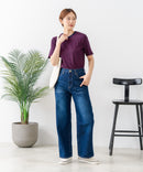 【C-FORTPOINT/フォートポイント】【細見え スタイルアップ効果】細ボーダー ジャガードリブTシャツ 着痩せ きれいめ オフィス 通勤 大人カジュアル フレンチシック