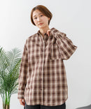 【C-FORT POINT/フォートポイント】【長めの丈感で腰回りカバー】ベーシックチェックシャツ レギュラーカラー ゆったりシルエット チェック柄 長袖 定番 カジュアル