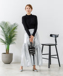 【C-FORTPOINT/フォートポイント】【すっきりとした縦ラインで細見えを叶える】リブハイネックロンT カットソー レイヤード風 メロウ始末 華やか フェミニン