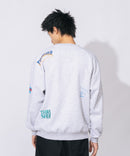 裏起毛 刺繍＆プリント 総柄 クルーネックスウェット THRASHER スラッシャー