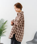 【C-FORT POINT/フォートポイント】【長めの丈感で腰回りカバー】ベーシックチェックシャツ レギュラーカラー ゆったりシルエット チェック柄 長袖 定番 カジュアル