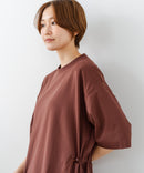 【C-FORTPOINT/フォートポイント】【涼感素材使用・吸水速乾・UVカット機能付き】ウエストドロスト 5分袖ワンピース スタイルアップ効果 両脇ポケット付き ドライタッチ 体形カバー リゾート カジュアル レイヤード ❘ジーンズメイト公式オンラインショップ