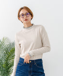 【C-FORTPOINT/フォートポイント】【すっきりとした縦ラインで細見えを叶える】リブハイネックロンT カットソー レイヤード風 メロウ始末 華やか フェミニン