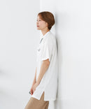 【C-FORTPOINT/フォートポイント】【動きやすいサイドスリット入り】フロントロゴ 刺繍チュニック ゆったりシルエット 体形カバー シンプル カジュアル
