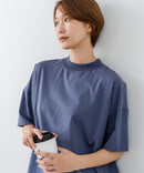 【C-FORTPOINT/フォートポイント】【ストレッチ性抜群の冷感素材を使用】ハイネック ドロップショルダー5分袖Tシャツ プルオーバー 接触冷感 涼しい 体形カバー サイドスリット