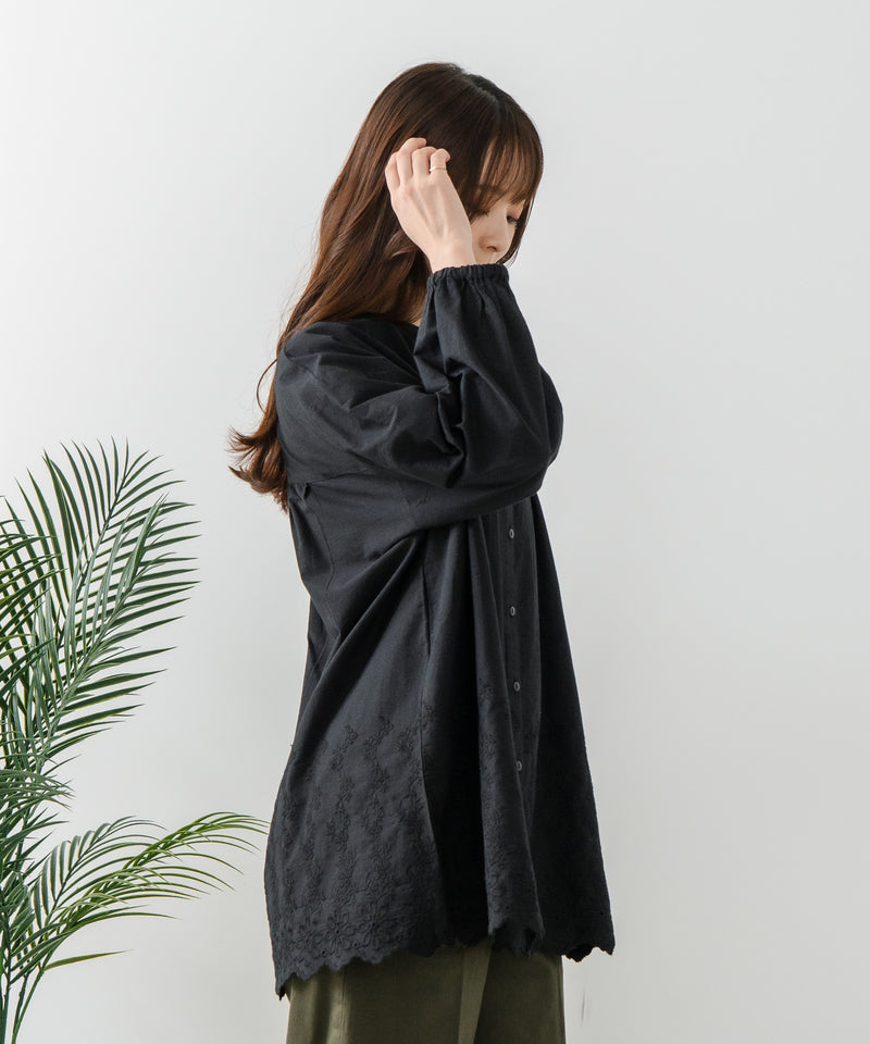 【FORT POINT/フォートポイント】スカラップ 刺繍 ブラウス