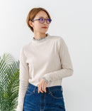【C-FORTPOINT/フォートポイント】【すっきりとした縦ラインで細見えを叶える】リブハイネックロンT カットソー レイヤード風 メロウ始末 華やか フェミニン