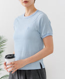 【U.S.POLO ASSN./ユーエスポロアッスン】【肌離れが良く通気性に優れるサッカー生地】リンガーＴシャツ ワンポイントロゴ 半袖 クルーネック 涼しい 綺麗めカジュアル