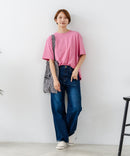 【C-FORTPOINT/フォートポイント】【ストレッチ性抜群の冷感素材を使用】後ろタック入り 5分袖Tシャツ 立体感 美シルエット ラウンドヘム 接触冷感 涼しい 体形カバー