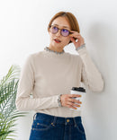 【C-FORTPOINT/フォートポイント】【すっきりとした縦ラインで細見えを叶える】リブハイネックロンT カットソー レイヤード風 メロウ始末 華やか フェミニン