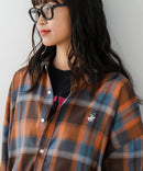 【BEVERLY HILLS POLO CLUB/ビバリーヒルズポロクラブ】オーバーサイズ ロゴ ワンポイント刺繍 シャギーチェックシャツ/フランネルシャツ/レディース メンズ