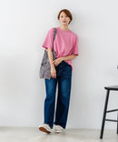 【C-FORTPOINT/フォートポイント】【ストレッチ性抜群の冷感素材を使用】後ろタック入り 5分袖Tシャツ 立体感 美シルエット ラウンドヘム 接触冷感 涼しい 体形カバー