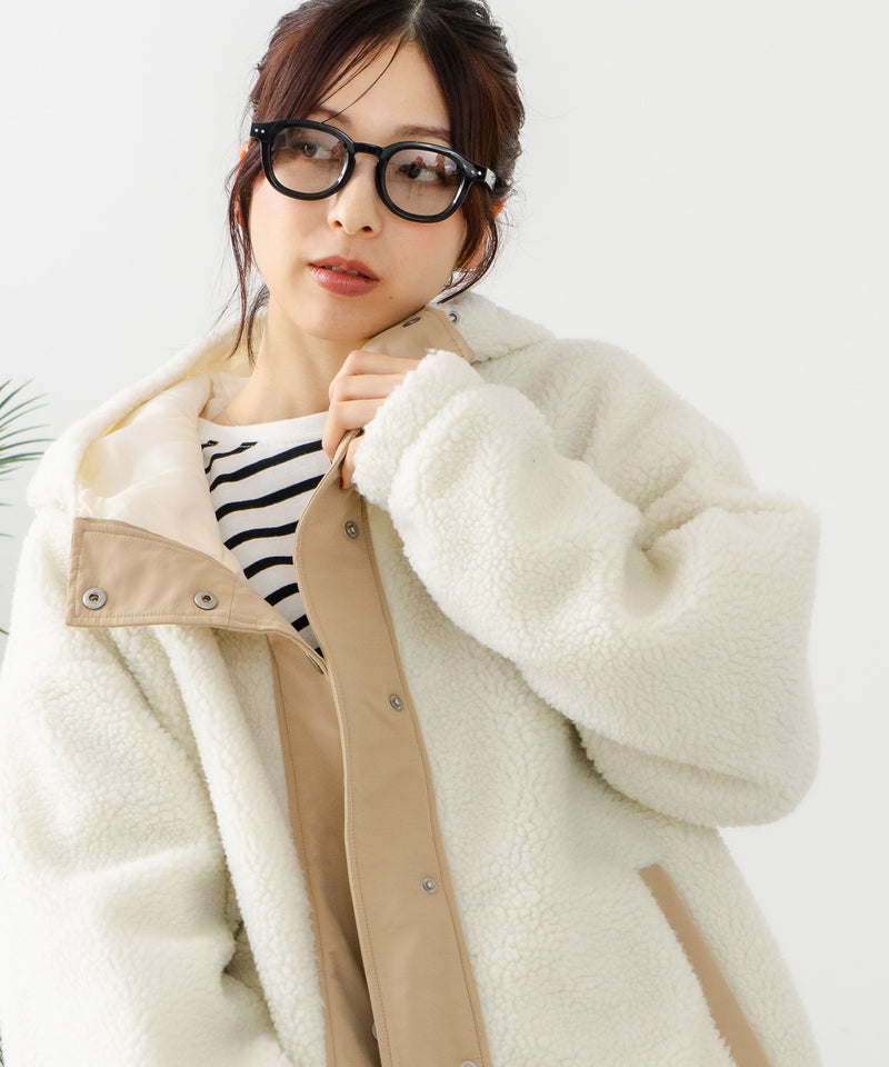 【CONVERSE/コンバース】ボア 切り替え フードジャケット