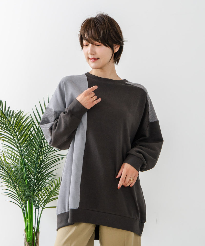 【C-FORT POINT/フォートポイント】コーデュロイ ワッフル 切り替え チュニック