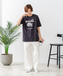 【C-FORT POINT/フォートポイント】【ゆったりルーズシルエット】フレンチブルドッグ×カレッジ風ロゴTシャツ フレブル 犬好き 古着風 ヴィンテージ風 おしゃれ 可愛い
