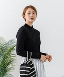 【C-FORTPOINT/フォートポイント】【すっきりとした縦ラインで細見えを叶える】リブハイネックロンT カットソー レイヤード風 メロウ始末 華やか フェミニン